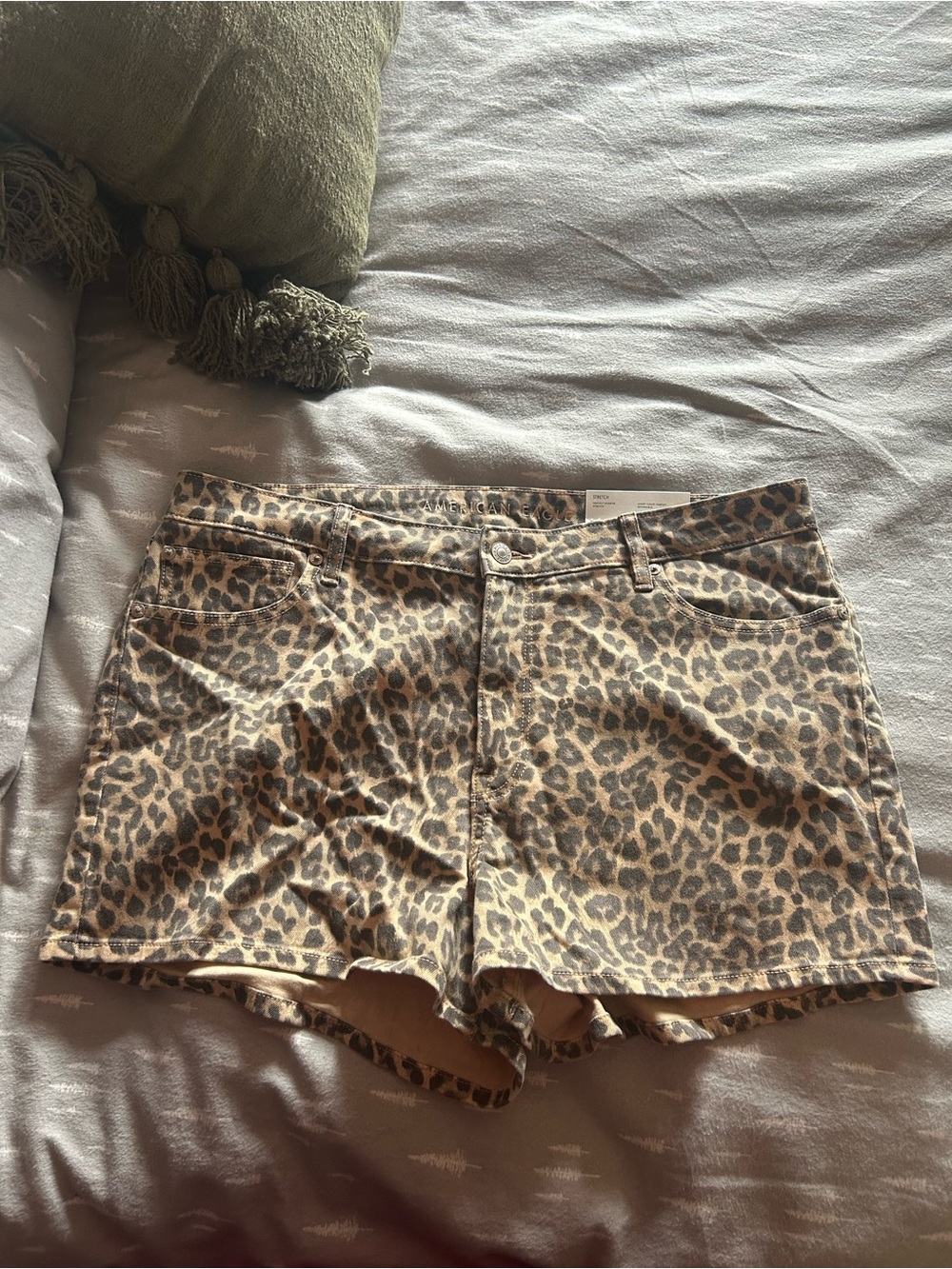 American Eagle Outfitters Leopard Print Jean Shorts - Brown